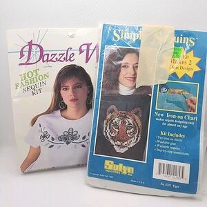 Lot Of 2 Vintage Sequins And Beads Kits #6211 Tiger & 63423 Floral Unopened